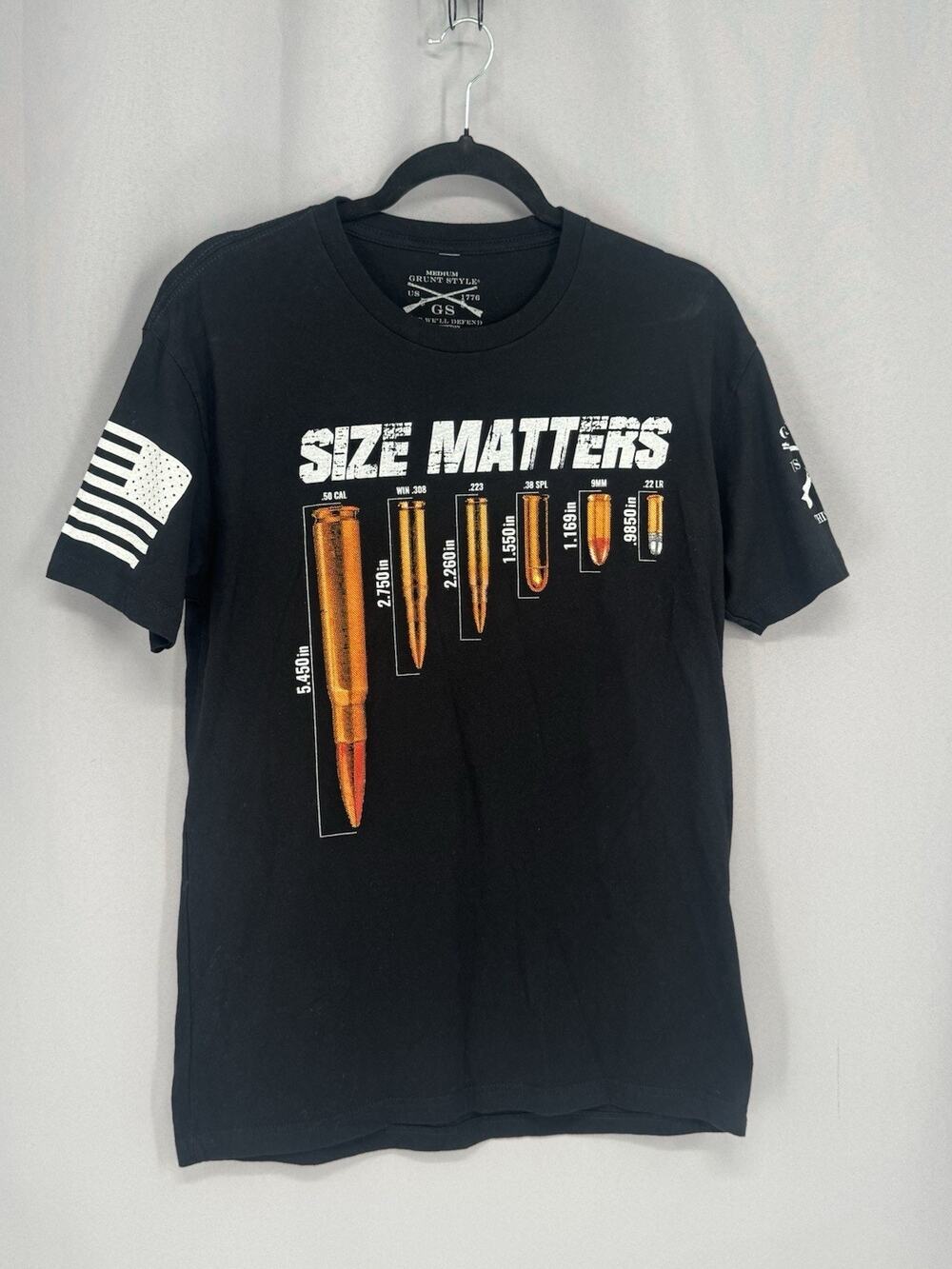 Grunt Style Size Matters Ammo Bullets Shirt Mens Medium Black Graphic T-shirt